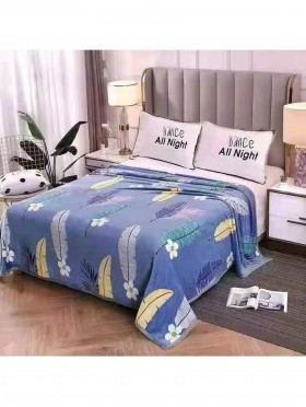 Feather Print Embroidered Microfiber Soft Printed Flannel Blanket (with gift packaging) 